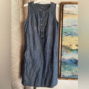 J. Jill Dress Sleeveless Blue XS Pockets Buttons Mini Knee Length Spring Summer